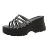 Thick-soled Wedge Slippers Women's Summer 2024 New Non-slip Outer Wear One-word Slippers Popular Casual Beach Sandals
