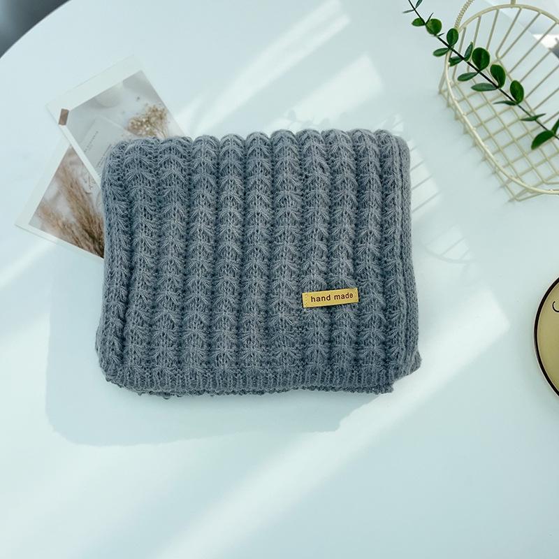 Korean-Style Red Wool Knit Scarf - Versatile Winter Neck Warmer for Women & Couples