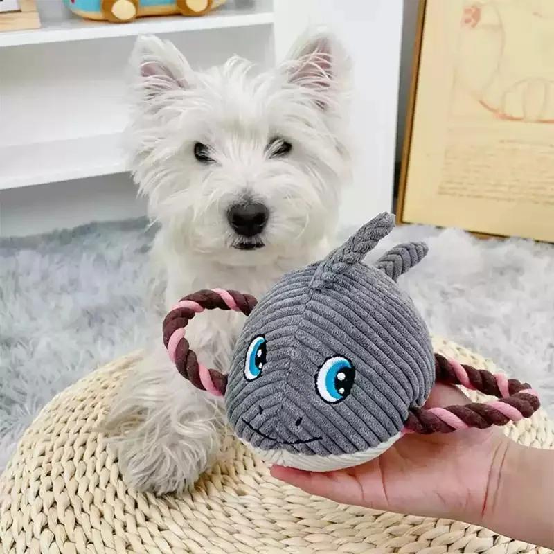 2025 New Bite Resistant Dog Squeak Toy Squeaking Dog Shark Toys Chewing Turtle Fish Pet Puppy Chew Toy Plush Dog Accessories