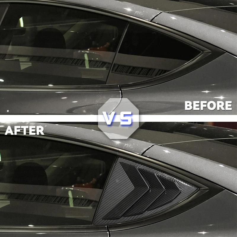 Car Rear Window Shutter Accessories 2pcs Cover Trim Window Louver Side Vent Trim For Tesla Model Y 2019-2025