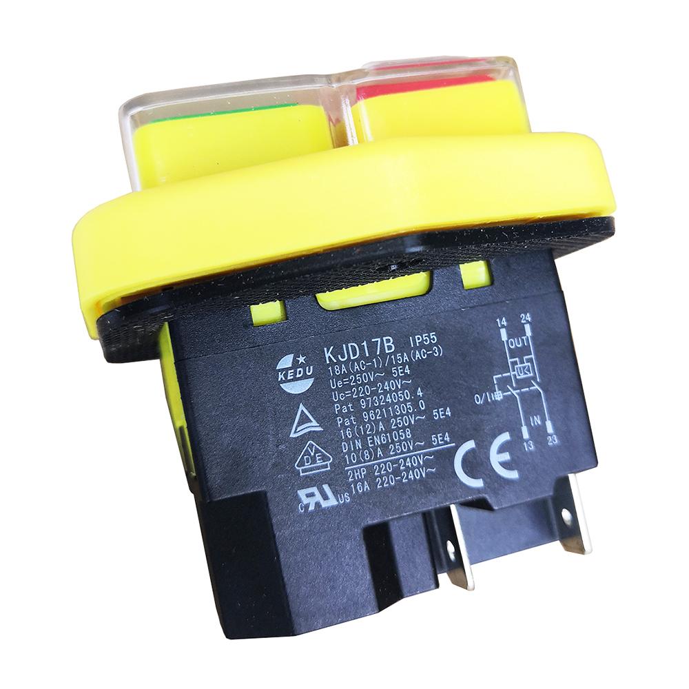 KEDU KJD17B Waterproof Electromagnetic Pushbutton Switches for Electric Power Tools, Yellow