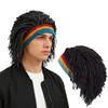 Unisex Rasta Dreadlock Wig Knit Beanie Hat, Reggae Rainbow Stripe Crochet Hat, Funny Hip Hop Dreadlocks Wig Cap for Halloween Party Cosplay