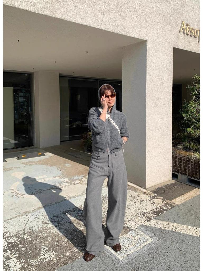 Европейско-американский осенний ретро французский кардиган с капюшоном и комплект юбки-полусолнца