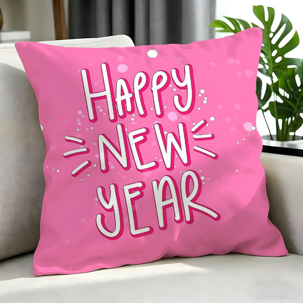 Holiday New Year'S Day Cushion Cover Cushion Cover Set 4Pcs 50X50 45X45 40X40 Pillowcase Decorative Sofa Home Decor