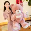 Cute Colored Bear Doll Hug Heart Bear Plush Toy Cloth Doll Large Throw Pillow Doll Girl Birthday Gift