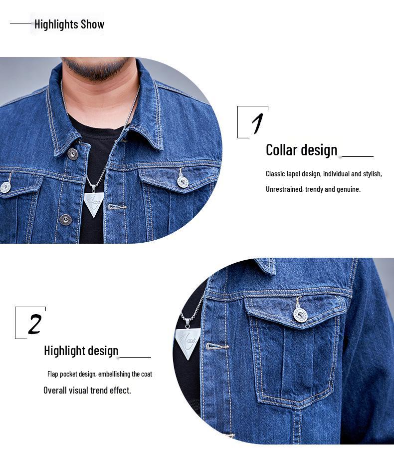 Модная мужская джинсовая куртка большого размера - Весна и Осень, Джинсовая рубашка-пальто для полных, Экстра большого размера