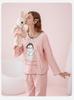 Fenteng [100% cotton] skin friendly round neck long sleeved puppy sweet girl student pajamas home suit set