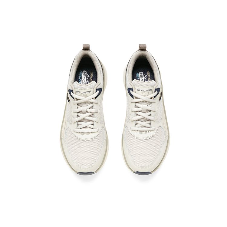 Skechers Dlux Walker Износостойкая спортивная ткань Кожа Низкие Повседневные Беговые Кроссовки Мужские Кроссовки Серый Синий 232363-TPNV