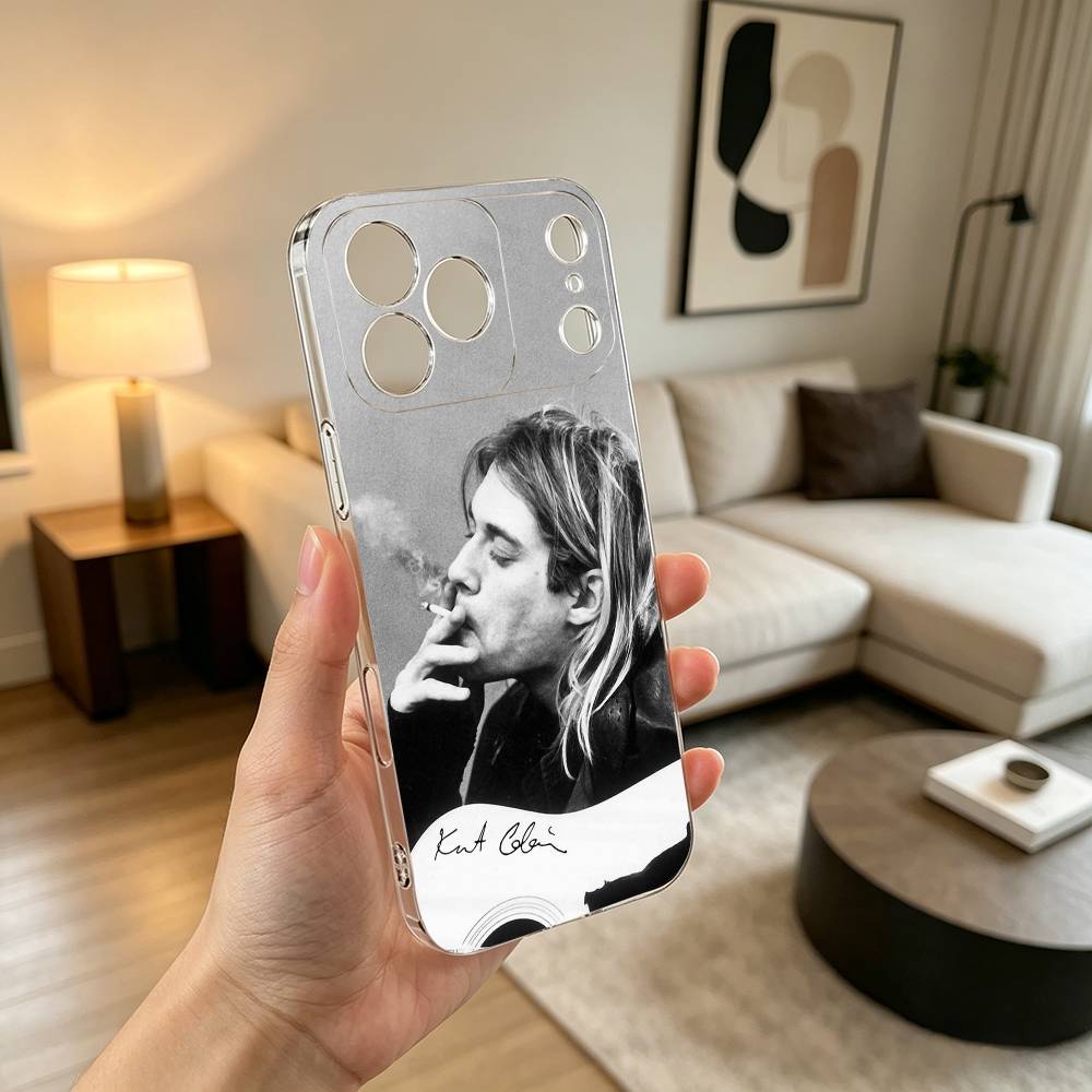 LOGO Nirvana Rock Singer B-Band Gift Phone Case Transparent Silicone Soft For iPhone 17 16 15 14 13 12 11 Mini Pro Max Plus