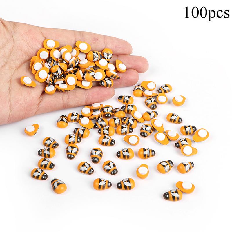 100pcs Wooden Mini Bee Ladybugs DIY Craft Scrapbooking Home Garden Decoration Wedding Party Kids Gift Self Adhisive Wall Sticker