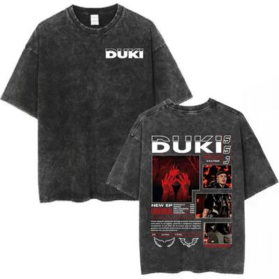 Рэпер Duki ADA Tour Винтажная стираная футболка Мужская Женская Одежда Хип-хоп Оверсайз Футболки Хлопковые Уютные Футболки с коротким рукавом