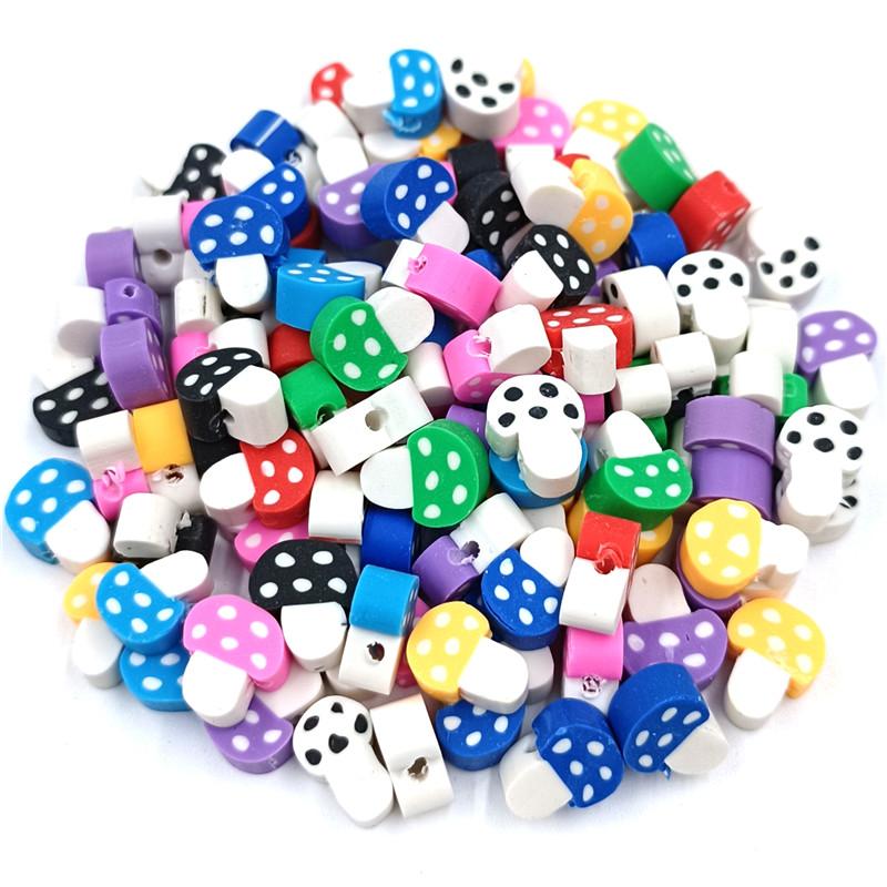 Креативные разноцветные ювелирные изделия Мягкие керамические бусины Свободные бусины Многоцветные DIY Симпатичные подвески ручной работы Для ювелирных аксессуаров Гриб 20 шт.