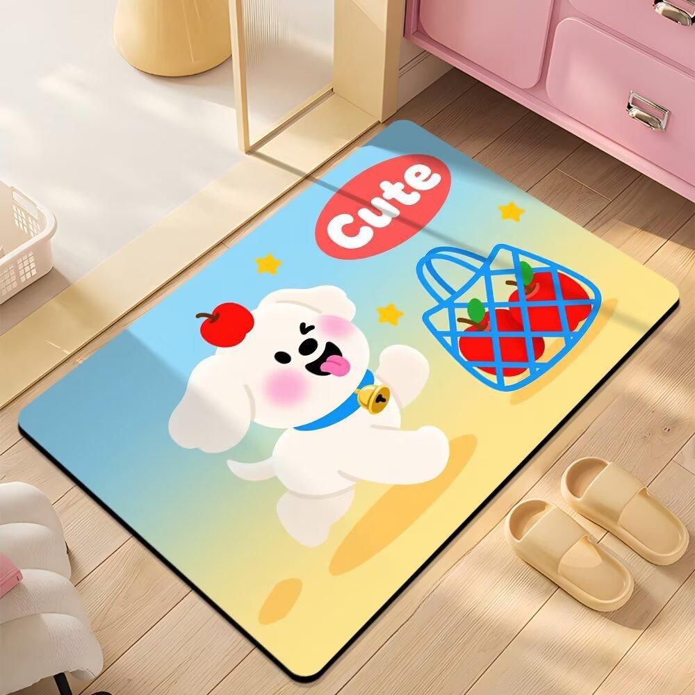 Floor Mat Bathroom Absorbent Mat Cartoon Cute Dopamine Non-slip Mat Household Dirt-resistant Foot Mat Diatom Mud Floor Mat