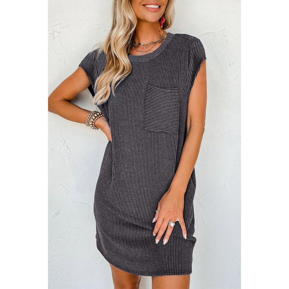 HNXC Женская мода лето весна однотонный принт с коротким рукавом и круглым вырезом повседневные платья