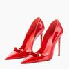 Fashion New Pointed Metal Buckle Women High-heeled Shoes European American Fashion Runway Styles Red Black Steel Tube Dance Single Shoes