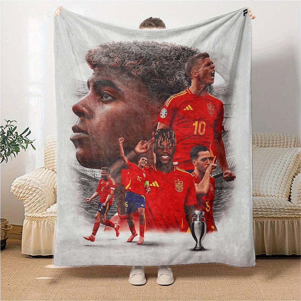 Football Player Action printed flannel breathable and warm blanket, a stylish home gift, suitable for home, office and bedspread use. 0710a4