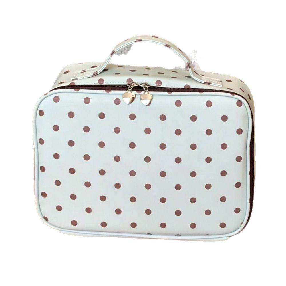 Large Capacity Handheld Makeup Bag Polka Dot Cosmetics Handbag Grooming Storage
