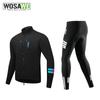 WOSAWE Winter Men's Windproof Stretch Breathable Mesh Cycling Jacket Dazzle Colorful Non-slip Elastic Waist Cycling Pants Road Bike Riding Suit