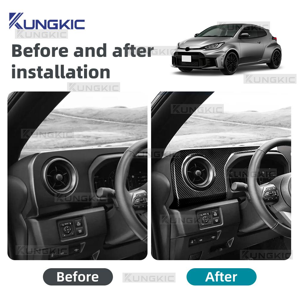 Real Dry Hard Carbon Fiber Side Air Outlet Trim Sticker for Toyota GR Yaris 2025-2026 LHD Driver Passenger Interior Accessories
