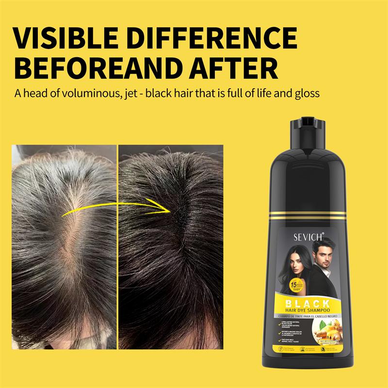 3 в 1 Растительная Здоровая Краска для Волос 500 мл SEVICH Шампунь-Краска для Волос Черного Цвета для Мужчин и Женщин Растительный Мгновенный Цвет Шампунь Имбирь Черная Краска для Волос