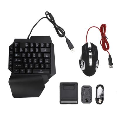 Игровая клавиатура One Hand RGB с подсветкой, мышью, конвертером и регулируемой подставкой для телефона 4 в 1