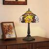 ODIFF Tiffany Lamp Stained Glass Table Lamp,12 Inches Red Rose Retro Desk Reading Lamp for Living Room Bedroom Study Home Office
