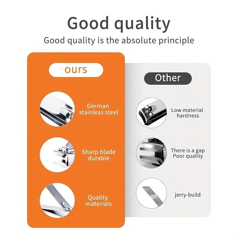 Набор из 8 кусачек для ногтей из нержавеющей стали с чехлом - профессиональный набор для маникюра и педикюра, кусачки для кутикулы, кусачки для ногтей на ногах