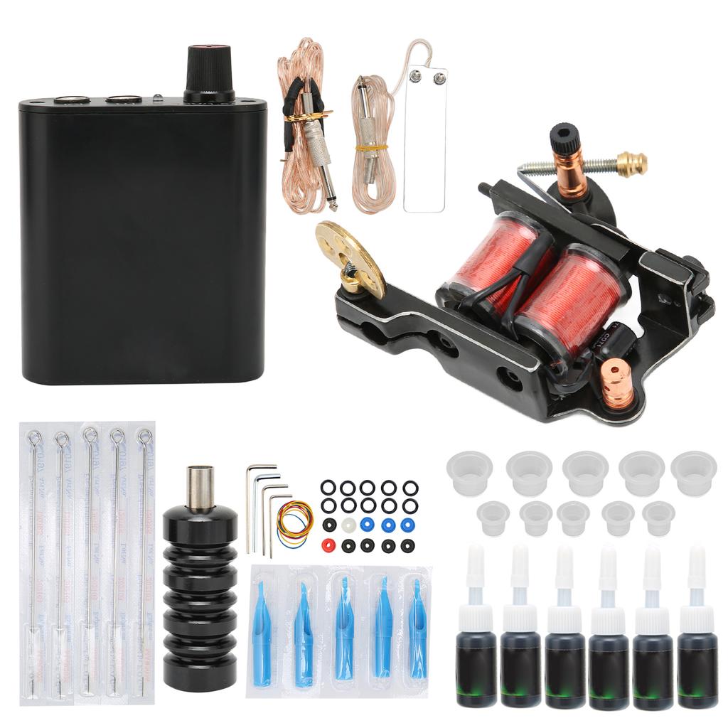 Complete Tattoo Machine Set Tattoo Coil Machine Black Tattoo Power Supply Professional Tattoo