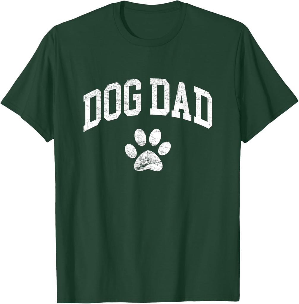 Dog Dad Paw Print Distressed Graphic Tee Casual Cotton TShirt for Unisex
