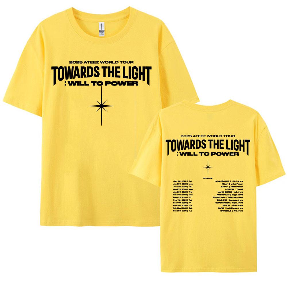 2025 Ateez World Tour Towards The Light Will To Power T Shirt Men Women Korean Fashion High Quality Casual 100 Cotton Tshirts