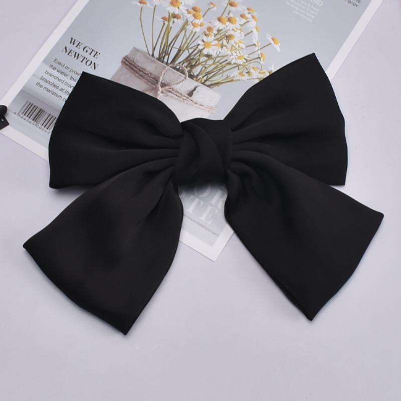New Bow Ribbon Hair Clip Women Fashion Solid Bowknot Satin Hairpin Rubber Band Girls Ponytail Clip Hair Accessories