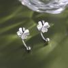 925 Silver Needle Lotus flower Short Tassel Bead Screw Plant Stud Earrings For Women Cute Fine Jewelry Trendy Accessories
