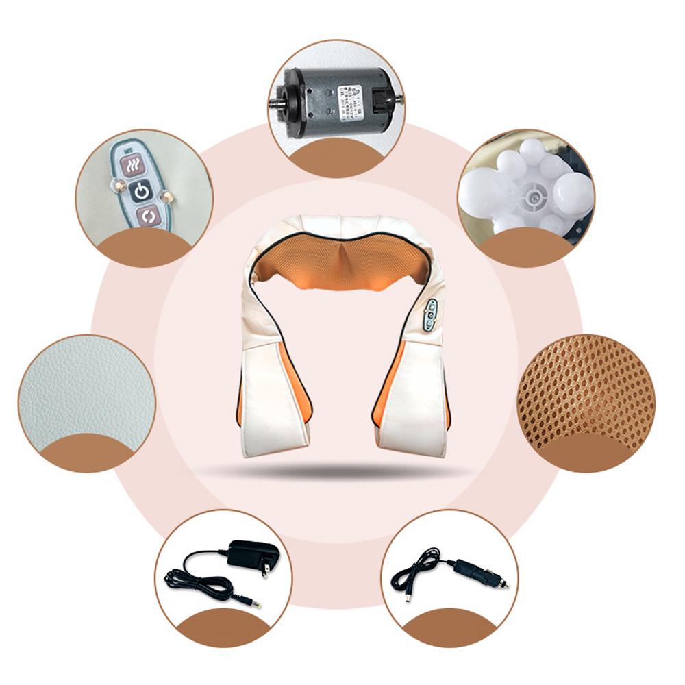 Электрический массажер для шеи, спины, подушка шиацу, инфракрасный нагревательный роликовый массажер, релаксация плеч, тела