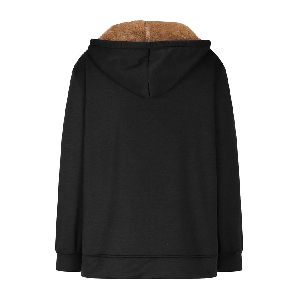 Lined Jacket Women Flannel Winter Warm Fleece Zip Up Hooded With Side Pockets Fall Outfits For Women