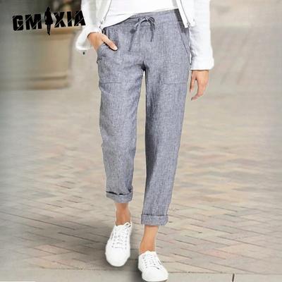 Женские модные повседневные однотонные брюки с высокой талией и капри с принтом