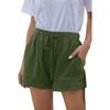 Женские однотонные шорты с уздечкой и карманами для свободного времени, шорты с эластичной резинкой на талии, брюки