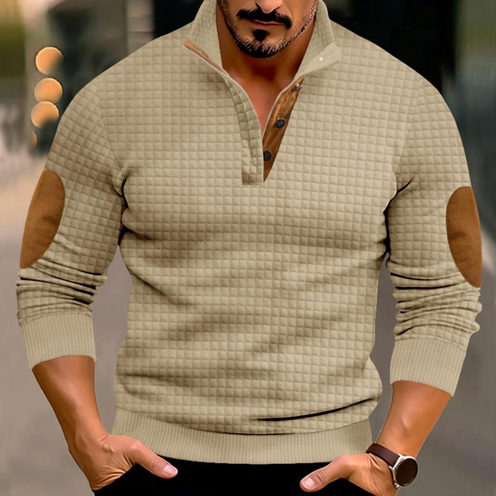 Мужской свитшот без капюшона, повседневный, свободного кроя, цветной, с длинным рукавом, с воротником-стойкой на пуговицах, для комфорта и зимы