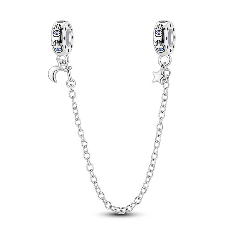 Подлинная медная цепочка безопасности для рождественской елки в виде соединенных сердец, подходит для оригинального браслета, DIY шармы для изготовления ювелирных изделий