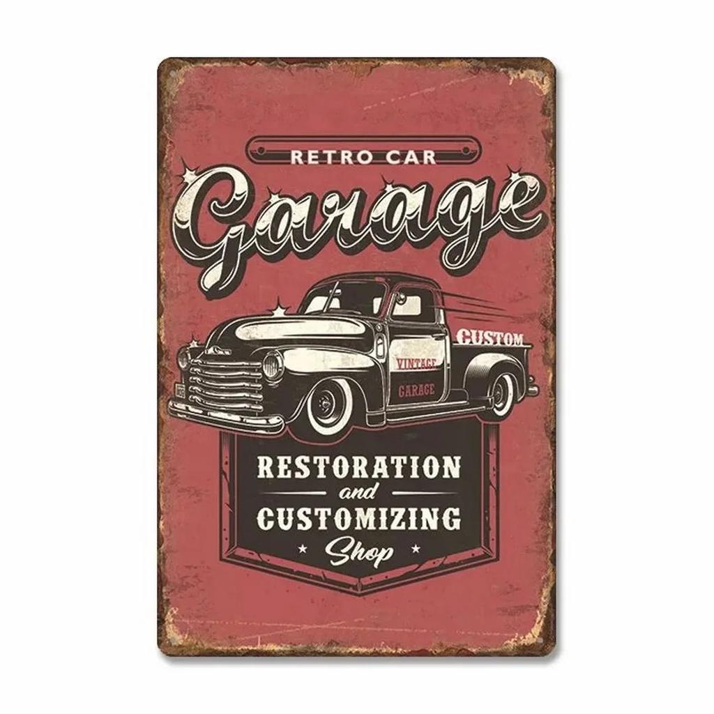 Classic Auto Garage Car Full Service Metal Tin Signs Wall Art Posters Plate Wall Decor for Bars Man Cave Cafe Clubs Garage Retro