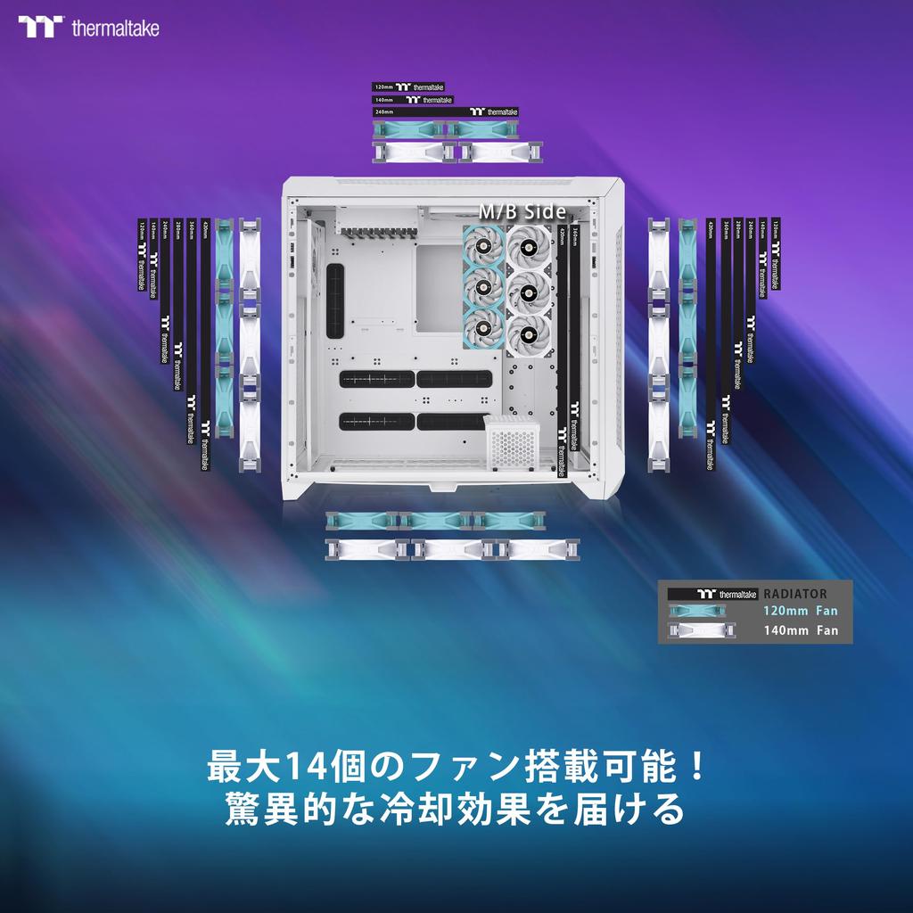 Thermaltake CTE C750 Air -Snow- компоновка CTE + 3 x 140-мм корпусных вентилятора, Full Tower, совместимый с E-ATX корпус для ПК, Snow CA-1X6-00F6WN-00 CS8686