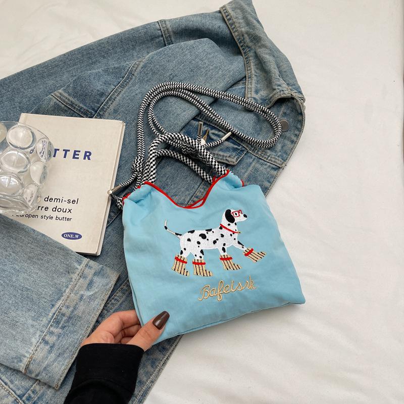 Stylish Dachshund Embroidered Nylon Crossbody Bag for Women - Autumn/Winter 2024 Collection