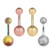 1PC 14G Steel Ombligo Nombril Piercing Pure Color Belly Button Piercing Two Ball Navel Stud Retainer Sexy Women Piercing Jewelry