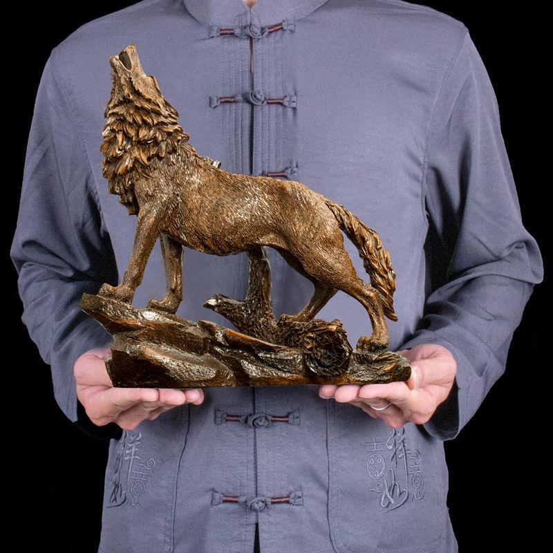 Китайский стиль Резные украшения в виде волка Изделия ручной работы Домашний декор Гостиная Телевизор Винный шкаф Фойе Офисное украшение