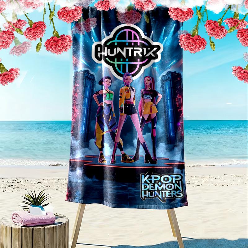 Kpop Demon Hunters Beach Towel, Durable and Easy to Clean, Soft and Vibrant Beach Towel Perfect for Travel