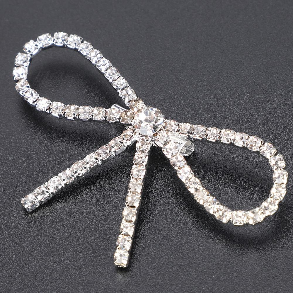 10pcs Sparkly Rhinestone Bow Brooch Pin Vintage Bowknot Claw Chain Pin Rhinestone Brooch  For Women