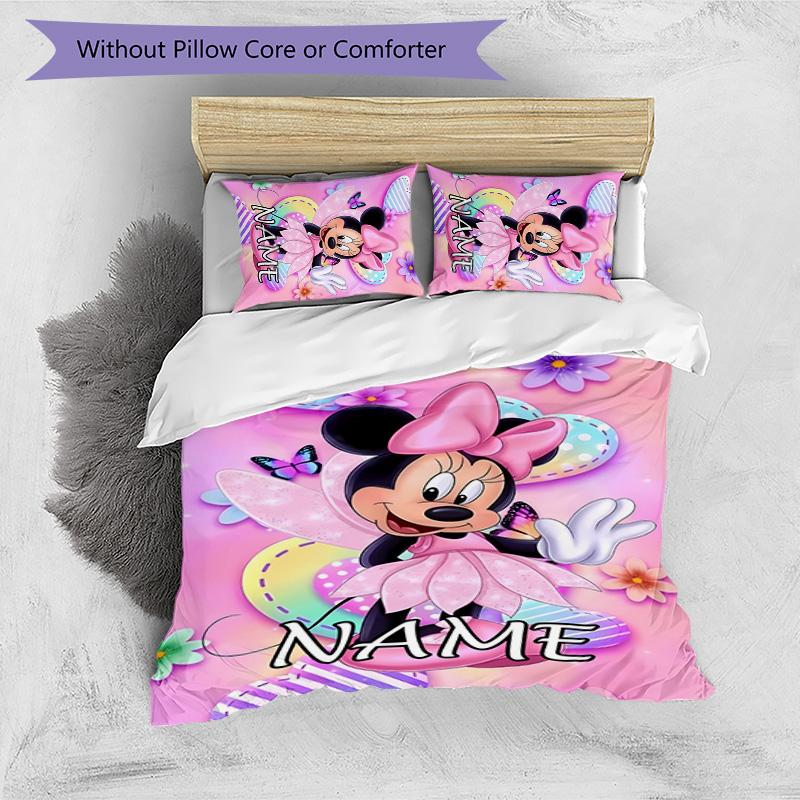 3pcs Minnie17 Cover Set - Personalized Name, HD Printed Bedding with 1 Cover and 2 Pillowcases - Perfect for Home Decor, Easy Care