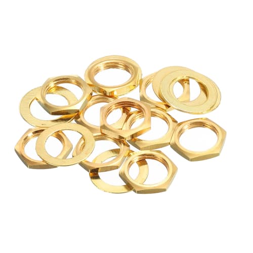 uxcell Guitar Nuts and Washers, 8.9mm Inner Diameter, Guitar Input/Output Jack Socket Nuts, Gold, for Bass Guitars, 5-Pack