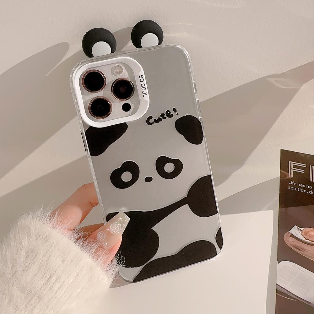 Big Ears Panda Iphone15 Suitable for 16Promax Mobile Phone Case 12 Apple 13 Three Dimensional Cute 11 Laser Hard