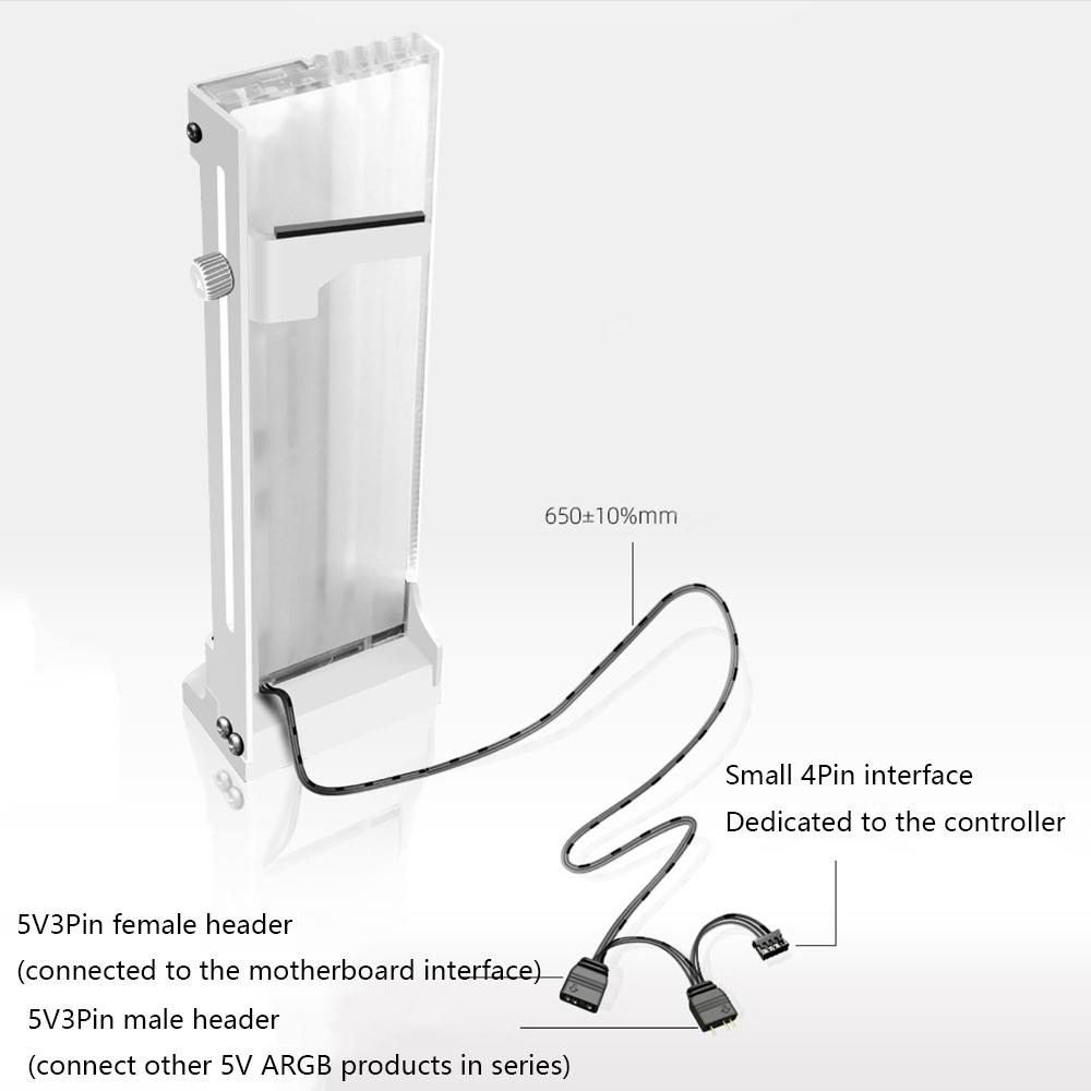 Кронштейн-держатель для видеокарты из алюминиевого сплава 5 В 3-контактный с регулируемой RGB-подсветкой
