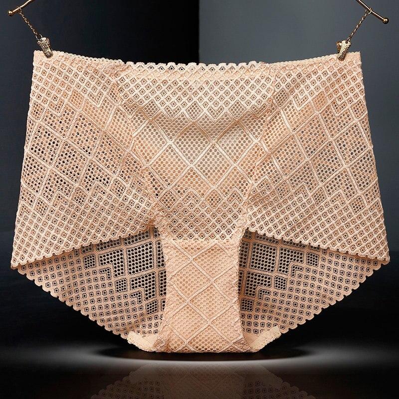 Женское нижнее белье, трусики, сексуальное кружевное белье, женские шорты для мальчиков с высокой талией, трусы с ромбовидной сеткой
